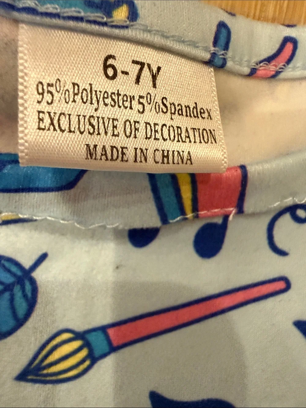 NWOT Girls' Light Blue Back to School Print Flutter-Sleeve Dress size 6-7
